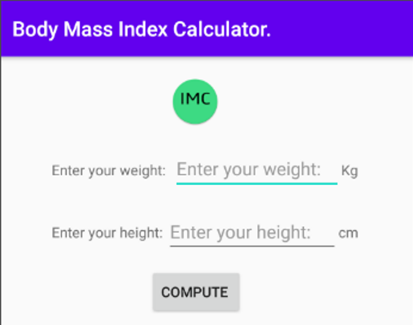 Android App Índice de masa corporal (IMC)